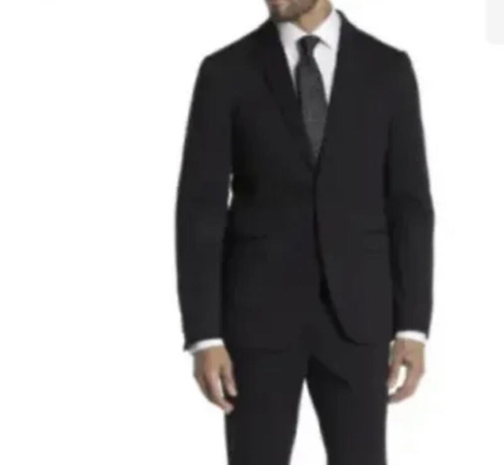 The Savile Row Fairfax Mens 42L Brit Skinny Black Notch Vent Blazer Suit Jacket